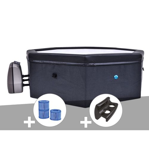 Spa portable Netspa semi-rigide Octopus octogonal Bulles 4-6 places + 3 cartouches de filtration + 2 appuie-t?tes + porte-gobelet