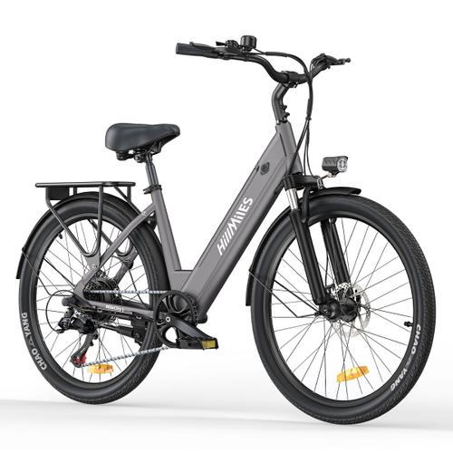 Velo Electrique Hillmiles Milecity 1 Autonomie 100km Moteur 250w Avec Batterie 36v13ah Amortisseur Avant Shimano 7 Vitesses Gris