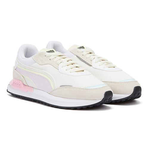 Puma City Rider Baskets Blanches Roses Pour