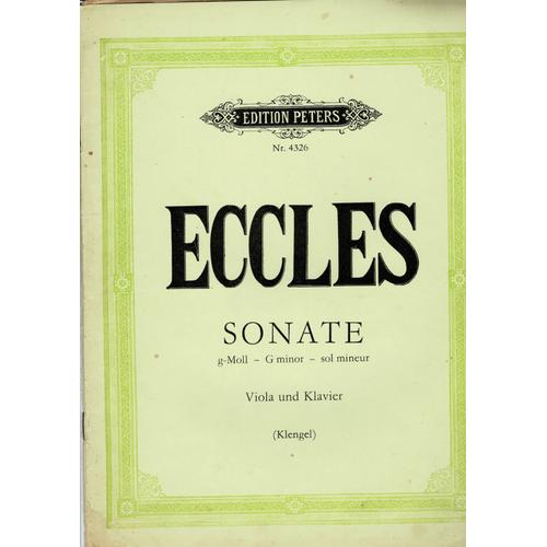 Eccles - Sonate En Sol Mineur - Alto Et Piano