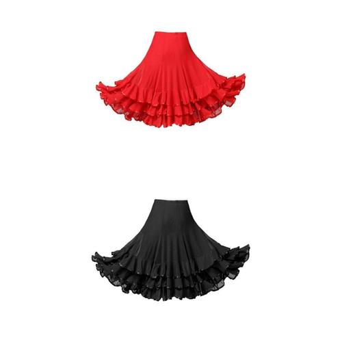 2pcs Danse Flamenco Grande Balançoire Jupe Robe De Pratique De Tango Cha Cha Moderne