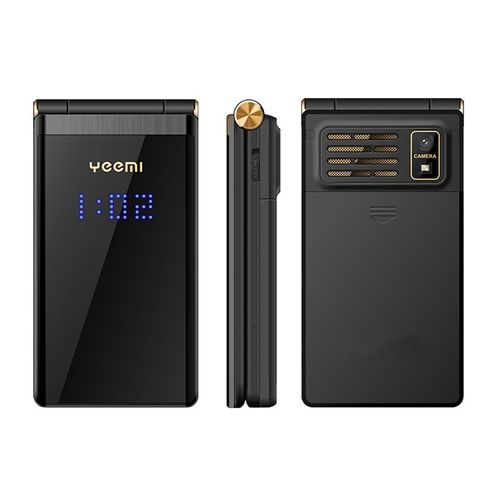 Yeemi M2 + 3G téléphone à clapet 2,84 pouces 1800mAh lampe de poche bluetooth FM Double SIM Noir