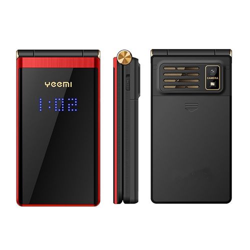 YEEMI M2 + 3G téléphone à clapet 2,84 pouces 1800mAh lampe de poche bluetooth FM Double SIM Rouge