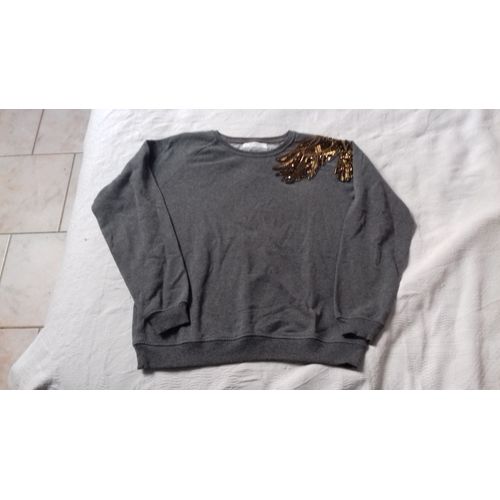 Sweat Femme Promod Gris Plumes Bronze En Perle Taille 40