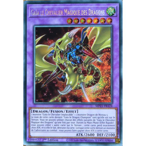 Carte Yu-Gi-Oh Mp21-Fr124 Gaïa Le Chevalier Magique Des Dragons Prismatic Secret Rare Neuf Fr