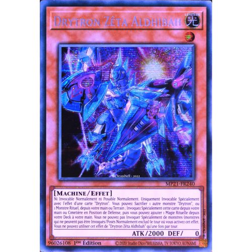 Carte Yu-Gi-Oh Mp21-Fr240 Drytron Zêta Aldhibah Prismatic Secret Rare Neuf Fr