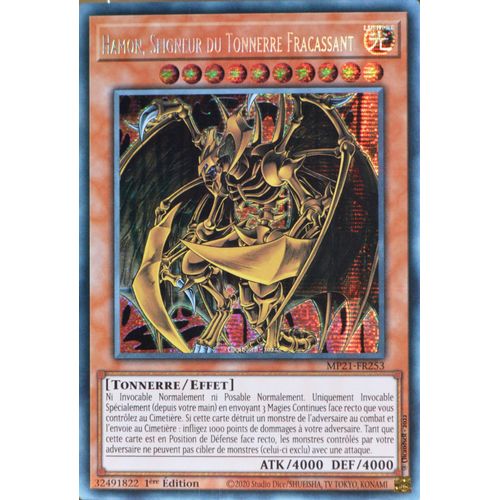 Carte Yu-Gi-Oh Mp21-Fr253 Hamon, Seigneur Du Tonnerre Fracassant Prismatic Secret Rare Neuf Fr