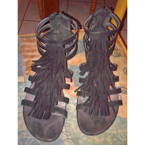 Sandales Graceland Noires Franges Taille 42 ..