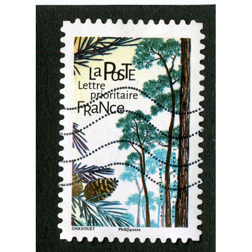 Timbre Oblitéré Pin Sylvestre,La Poste,Lettre Prioritaire,France,Chavouet
