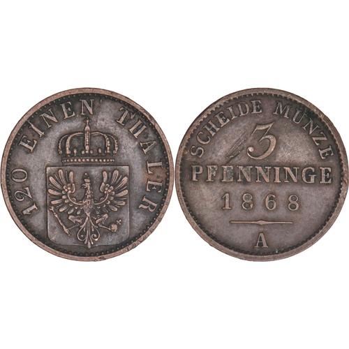 Allemagne - Royaume De Prusse - 1868 - 3 Pfenninge - Atelier Berlin (A) - 02-120