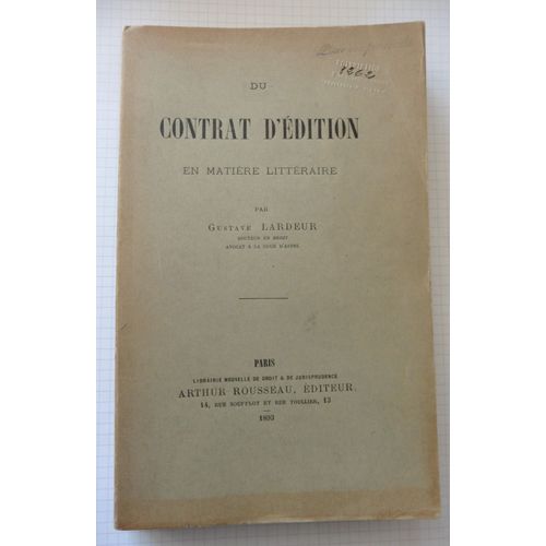 Du Contrat D'édition En Matière Littéraire