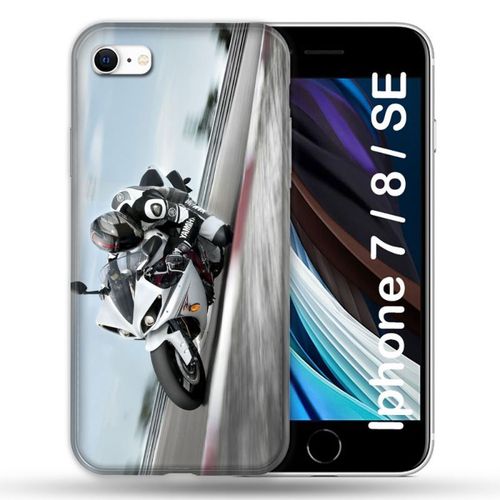 Coque Pour Iphone 7 / 8 / Se (2020 / 2022) Moto Course Gp Blanche