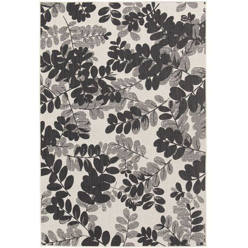 Tapis D'extérieur Ou De Salon - Poésie - Feuilles Noir Et Écru Decoweb.Com - 160 X 230 Cm
