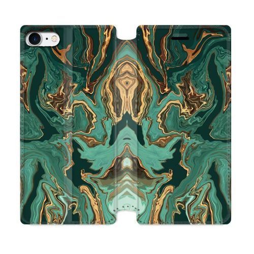 Housse Cuir Portefeuille Pour Iphone 7 / 8 / Se (2020 / 2022) Texture Marbre Vert