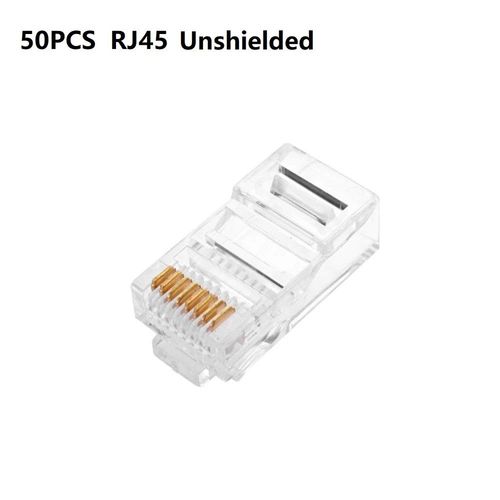 Connecteur électrique CAT6 RJ-45, 50 pièces, câble réseau modulaire, fiches 8P8C, bornes de fil non blindées