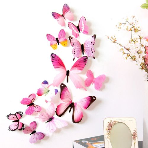 Autocollants Muraux 3d Multicolores Réalistes En Forme De Papillon, 112 Pièces, Pour Réfrigérateur, Chambres D'Enfants, Bébé, Cuisine, Décoration De La Maison, Colle Gratuite