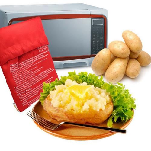 Pommes de terre au four, rouge, lavable, sac de cuisson, micro-ondes, articles de cuisine, cuisson rapide (cuire 4 pommes de terre à la fois), 1 pièce