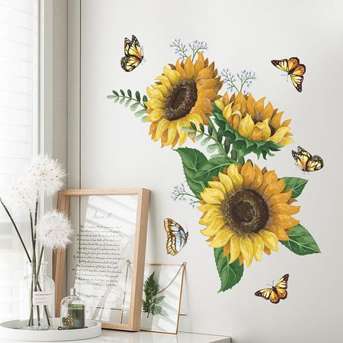 Autocollant Mural Tournesol, Sparadrap De Cuisine, Pour Chambre À Coucher, Décoration De Maison, Accessoires De Maison, Papier Peint, Décoration De Chambre D'Enfants