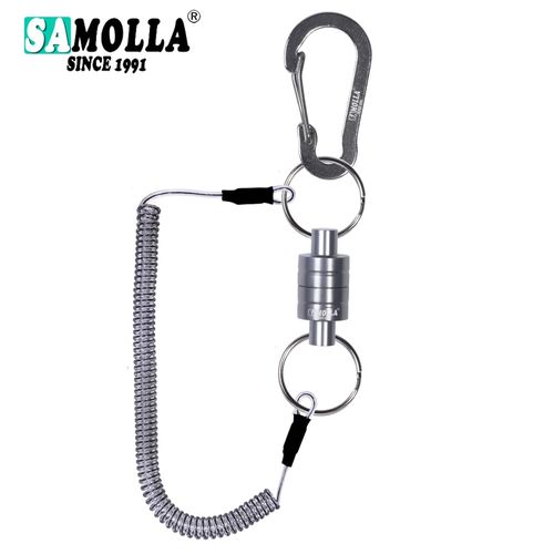 Support De Filet Magnétique Avec Lanière Enroulée,Outils De Pêche À La Mouche,Mousqueton À Aimant Puissant,Boucle Rapide,Corde Anti-Chute,Accessoires - Type With Wire Rope #C