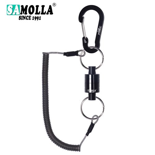 Support De Filet Magnétique Avec Lanière Enroulée,Outils De Pêche À La Mouche,Mousqueton À Aimant Puissant,Boucle Rapide,Corde Anti-Chute,Accessoires - Type With Wire Rope #D