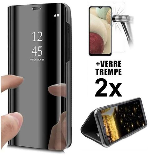 Coque Galaxy 53 5g + 2 Vitre Verre Trempé Etui À Rabat - Noir