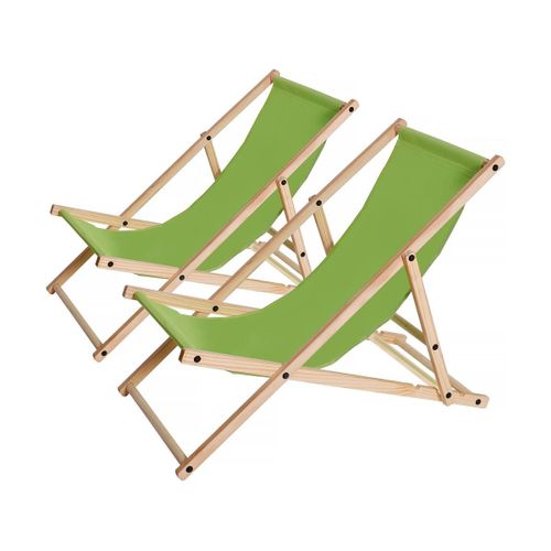 Lot De 2 Transats En Bois "Chilienne" - 107 X 56.5 X 81 Cm - Vert