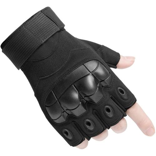 Gants À Doigts Demi-Doigt Gants De Protection Gants Tactile Pour Moto Cyclisme Chasse Escalade Camping(Noir,M)