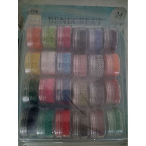 24 Boîtes 24 Couleurs Perles De Rocaille En Verre