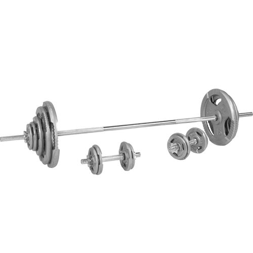 Gorilla Sports - Set D'haltères Avec Disques À Poignées + Barre Longue 97,5 Kg