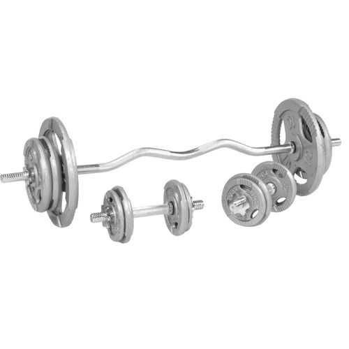 Gorilla Sports - Set D'haltères Avec Disques À Poignées En Fonte + Barre Curl 68 Kg