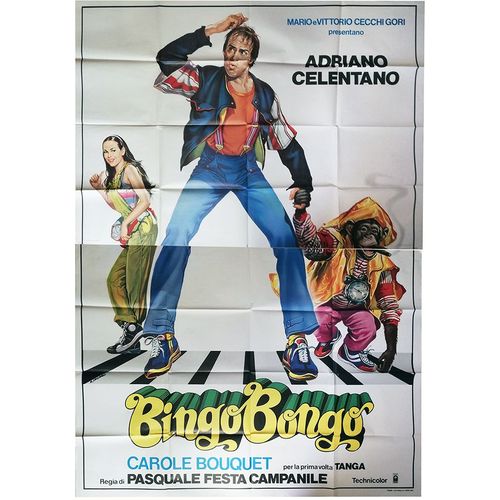 Bingo Bongo - Véritable Affiche Italienne De Cinéma Pliée - Format 140x200 Cm - De Pasquale Festa Campanile Avec Adriano Celentano, Carole Bouquet, Felice Andreasi, Enzo Robutti - 1982 #