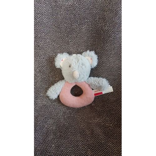 Hochet Souris Gris Et Rose - Sucre D'orge - Grelot Doudou Bébé