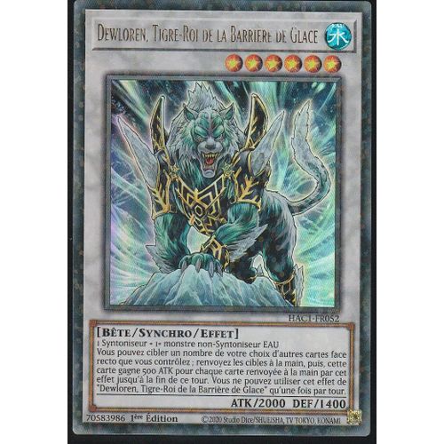Carte Yu-Gi-Oh - Dewloren Tigre-Roi De La Barriere De Glace - Hac1-Fr52 - Starfoil - Arsenal Mysterieux - Chapitre 1