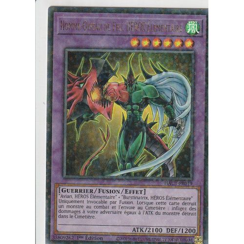 Carte Yu-Gi-Oh - Homme-Oiseau De Feu Héros Eléméntaire - Hac1-Fr019 - Starfoil - Arsenal Mysterieux - Chapitre 1