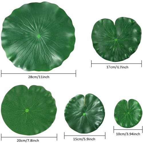 Mousse flottante artificielle, 15 pièces, 5 sortes, feuilles de Lotus, coussinets de lys, faux feuillage, décor d'étang pour piscine, décoration d'aquarium