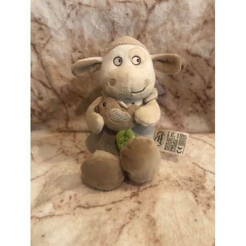 Doudou Vache Beige Musical Oiseau Feuille Mots D'enfant