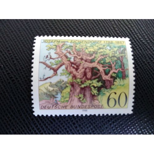 Timbre Allemagne / Rfa Yt 1188 Solitude Des Bois Verts (Gravure Sur Bois - Poème, Ludwig Richter) 1988 ( 050406 )