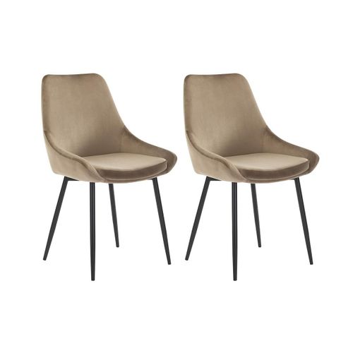 Lot De 2 Chaises - Velours Et Métal Noir - Taupe - Masurie