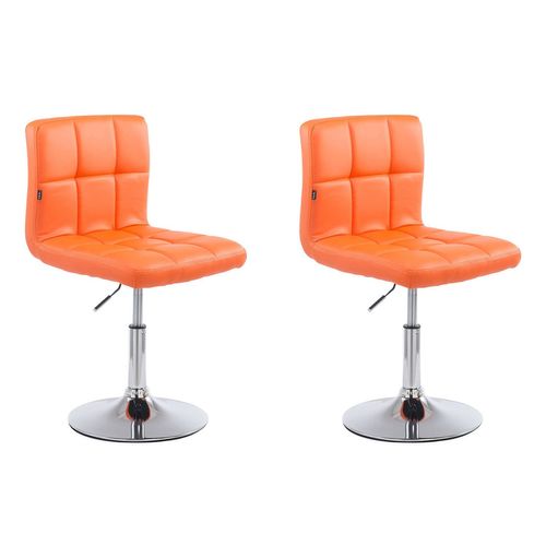 Lot De 2 Chaises De Salle À Manger Style Moderne Et Design En Synthétique Orange Hauteur Réglable Pivotant Pieds En Métal 10_Cds10090