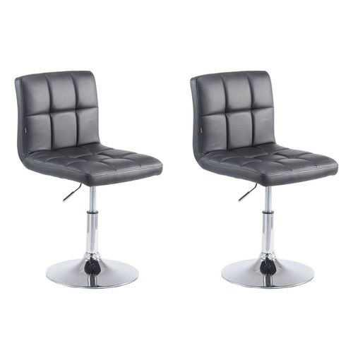 Lot De 2 Chaises De Salle À Manger Style Moderne Et Design En Synthétique Noir Hauteur Réglable Pivotant Pieds En Métal 10_0000223