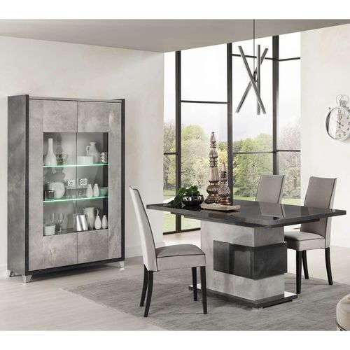 Hoffman - Ensemble Vitrine 2p + Table De Repas À Pied Central