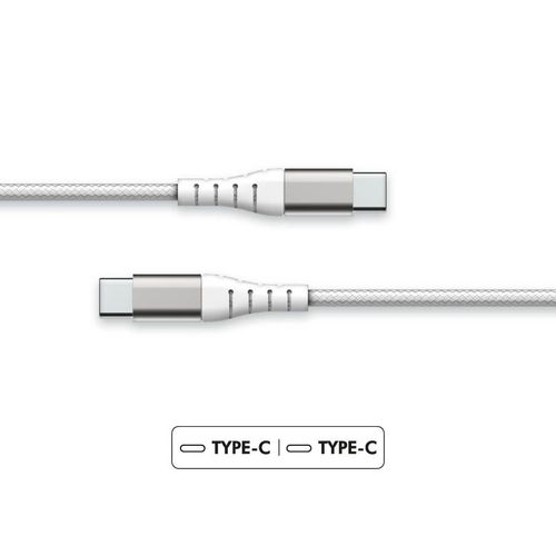 Force Power - Câble USB - USB-C (M) pour USB-C (M) - 3 A - 1.2 m - blanc
