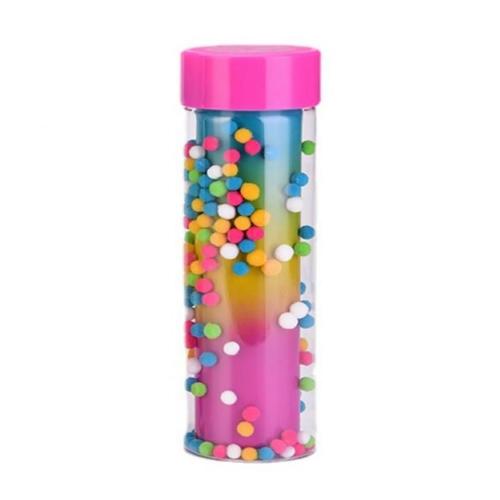 Bouteille D'eau Portable De 500ml, Double Couche, Couleur Créative, Dégradé, Jolie Boule Pom, Scellée, Tasse En Paille Anti-Fuite Avec Poignée