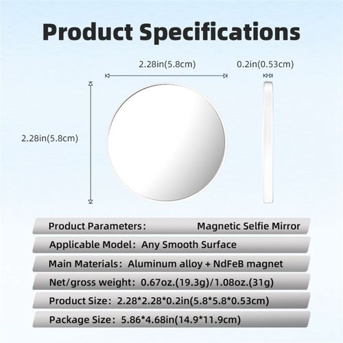 Miroir magnétique Smartphone Selfie Vlog téléphone réfléchissant haute définition pour Photo vidéo blanc
