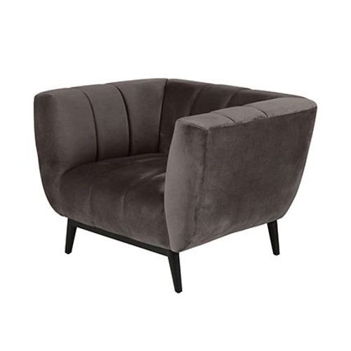 Fauteuil 106x86x75 Cm En Tissu Velours Gris Foncé - Velosa
