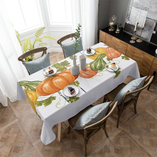 Nappe Rectangulaire Set De Table Nappe Blanche Imperméable Et Résistante À L'huile Pour Thanksgiving, Décor De Maison, Pour La Cuisine, Collection Automne