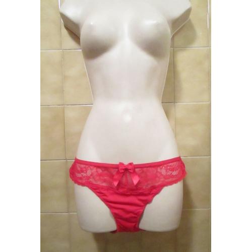 Culotte Rouge Avec Dentelle Transparent NUd Satin T. 36 Ou T. 38