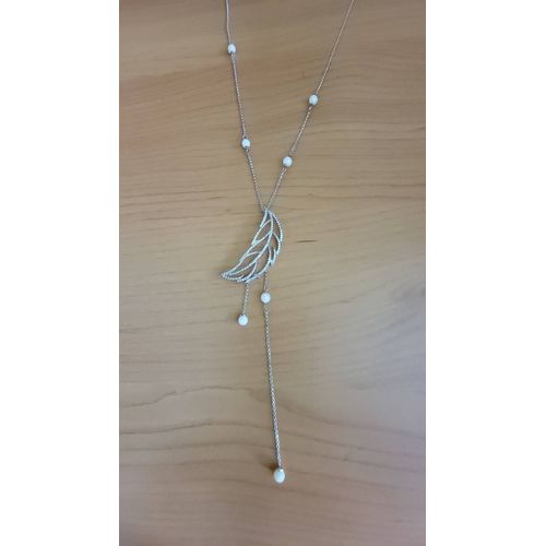 Collier Pendentif Feuille En Argent