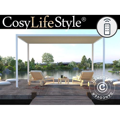 Pergola San Fernando, 3x3m, Blanc/Beige