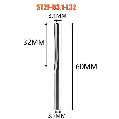 ST2F-D3.1-L32 Tige 2 flûte carburateur de tungstène avec fraise en bout,accessoire de gravure avec fente droite